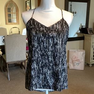 Express Black and White Printed Spaghetti Strap Tank